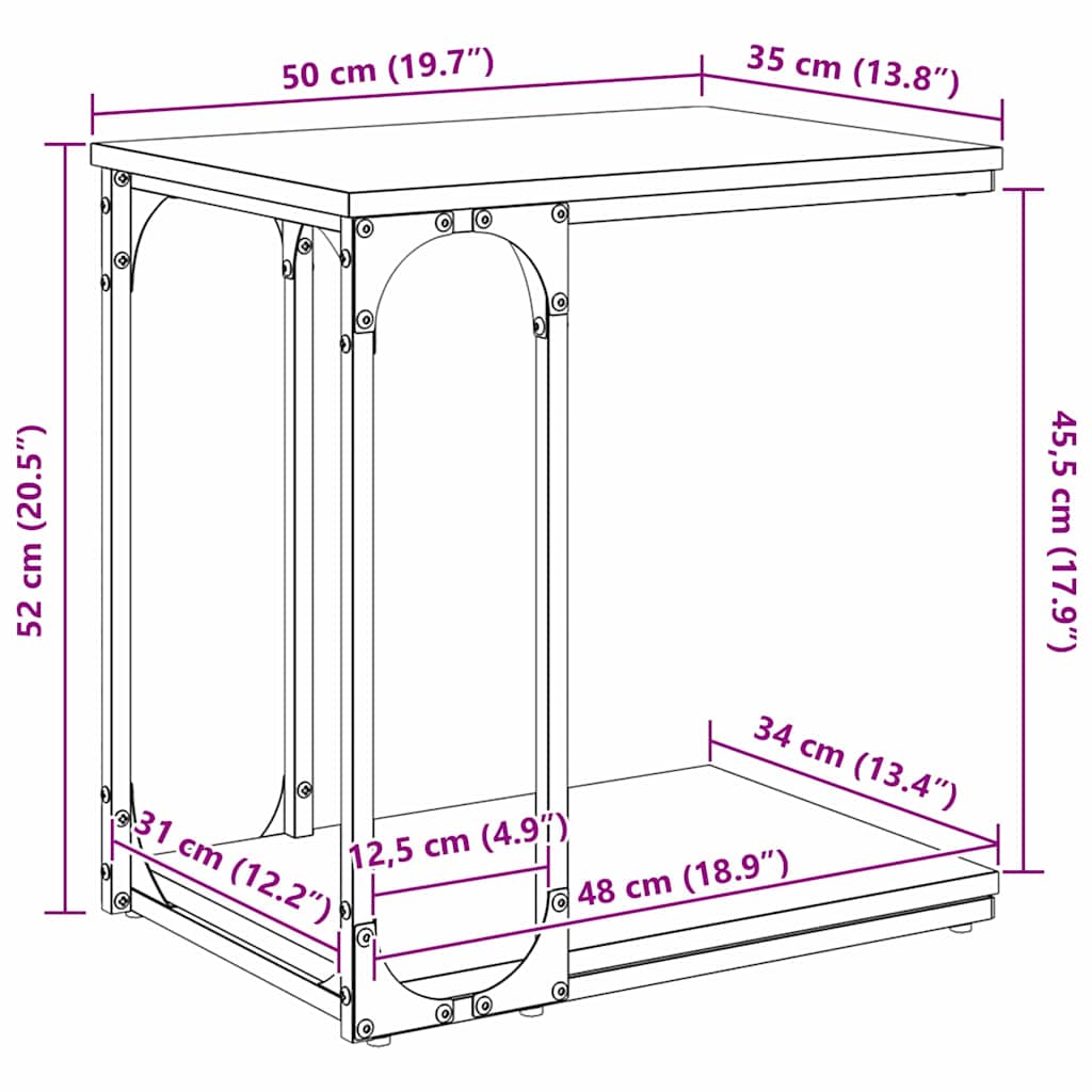 vidaXL Side Table Old Wood 50 x 35 x 52 cm Engineered Wood