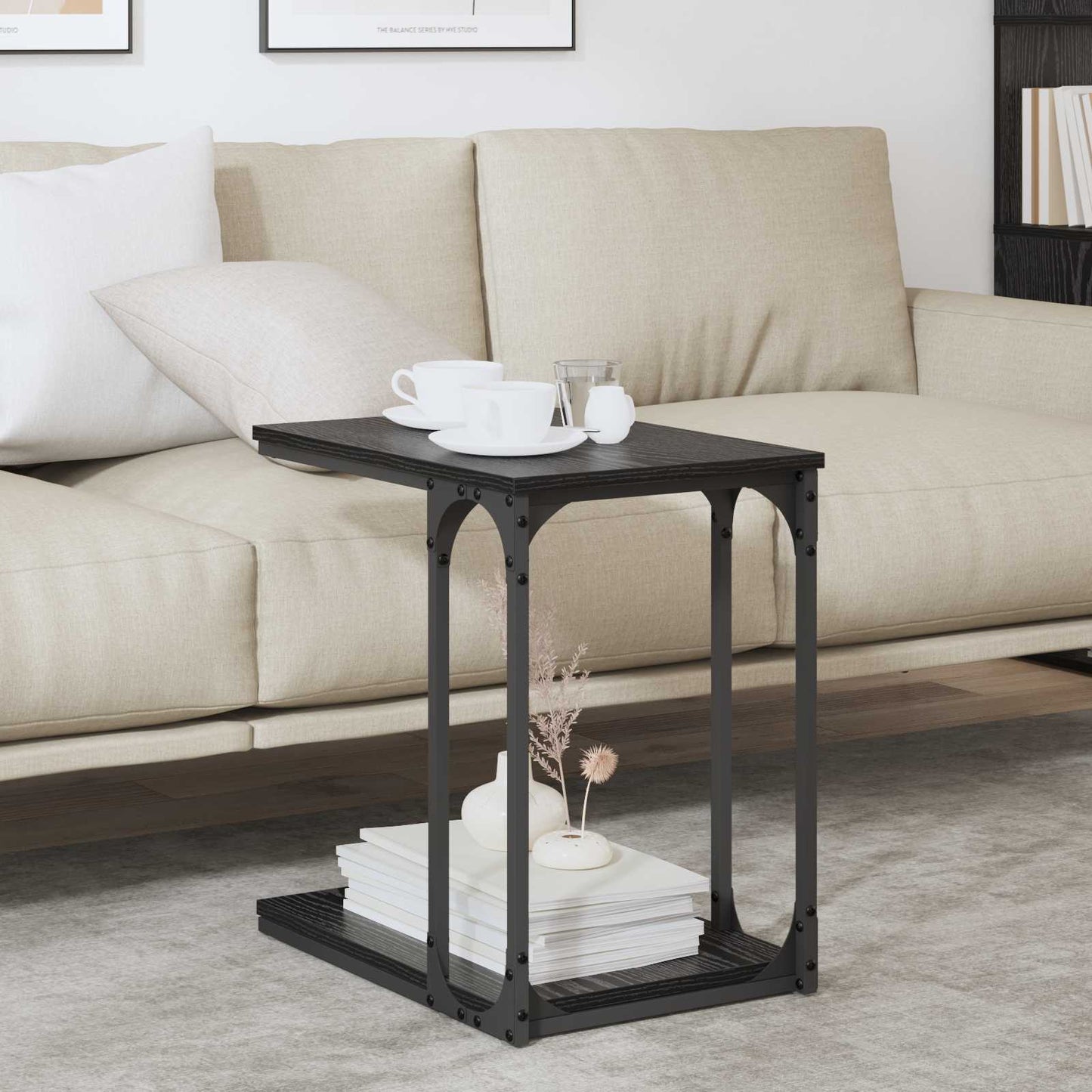 vidaXL Side Table Black Oak 50 x 35 x 52 cm Engineered Wood