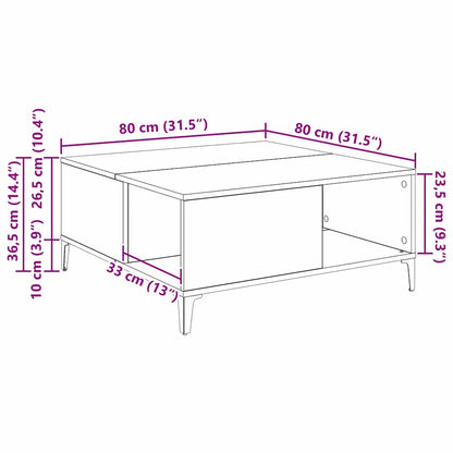 vidaXL Coffee Table Artisan Oak 80 x 80 x 36.5 cm Engineered Wood