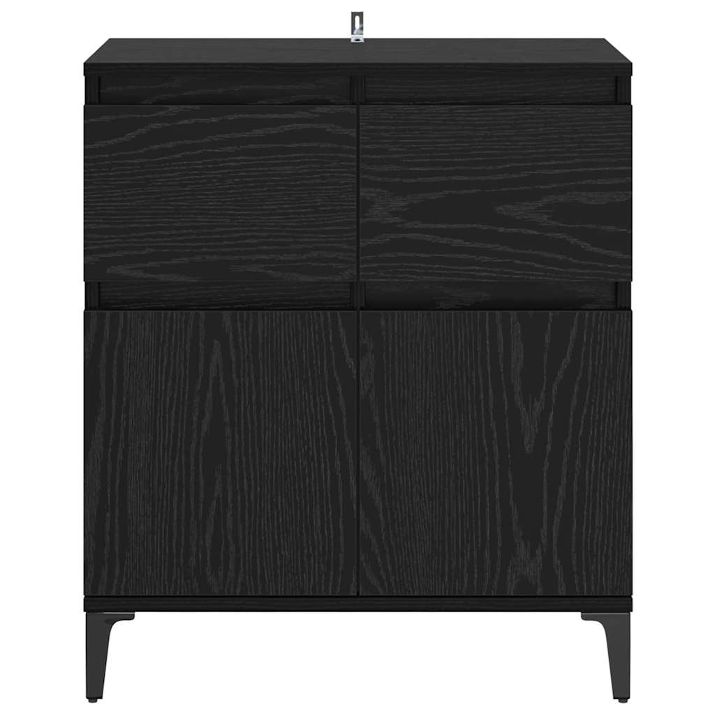 vidaXL Sideboard Black Oak 60 x 35 x 70 cm Engineered Wood and Iron