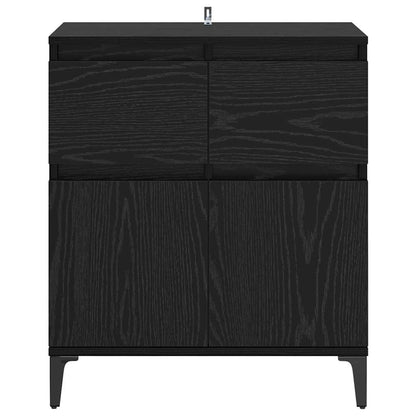 vidaXL Sideboard Black Oak 60 x 35 x 70 cm Engineered Wood and Iron