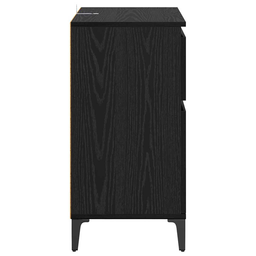 vidaXL Sideboard Black Oak 60 x 35 x 70 cm Engineered Wood and Iron