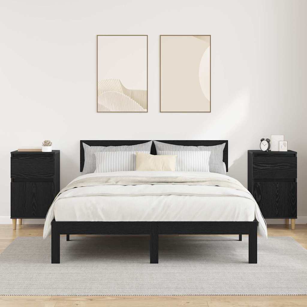 vidaXL Bedside Cabinet 2 pcs Black Oak 40 x 35 x 70 cm Engineered Wood