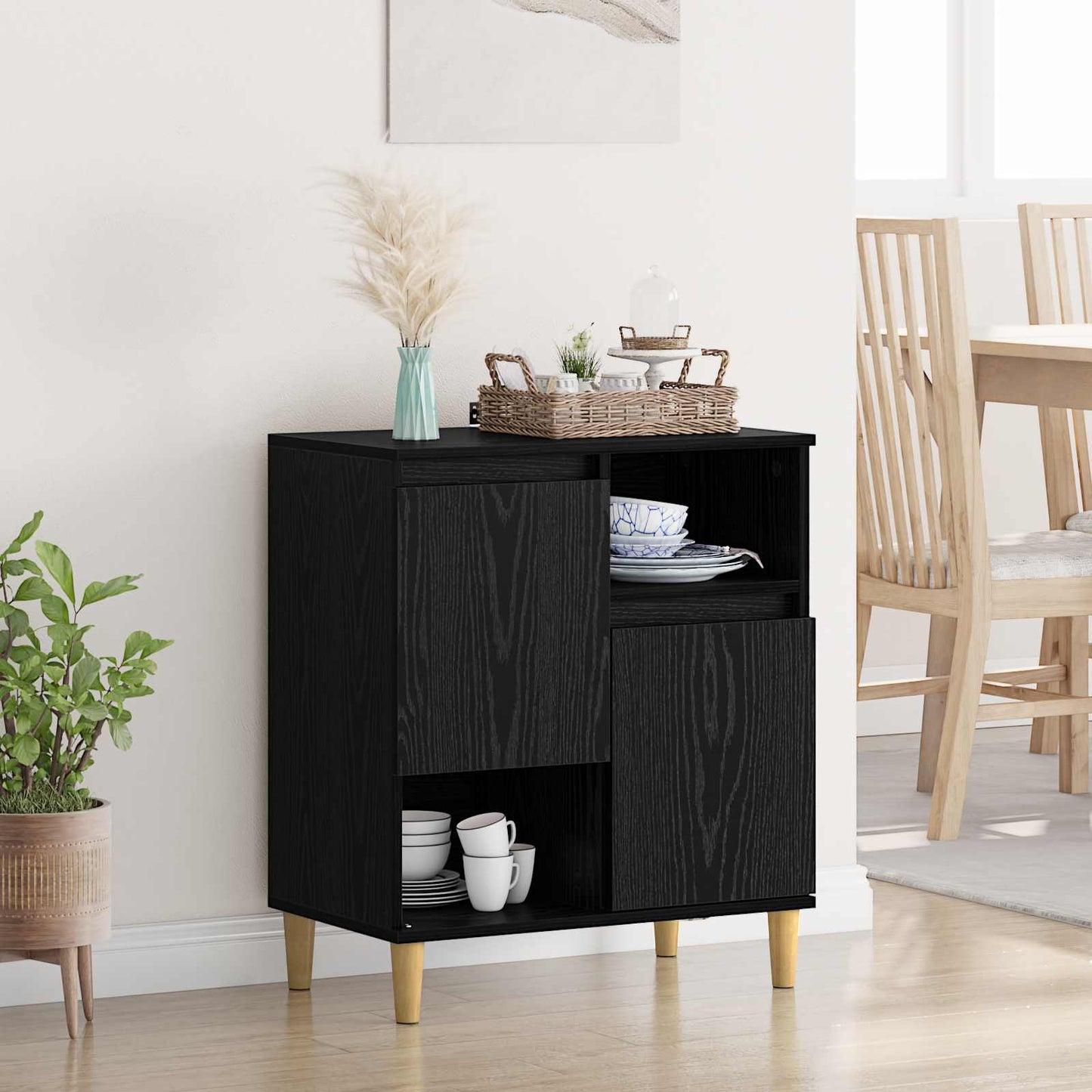 vidaXL Sideboard Black oak 35 x 60 x 70 cm Engineered Wood