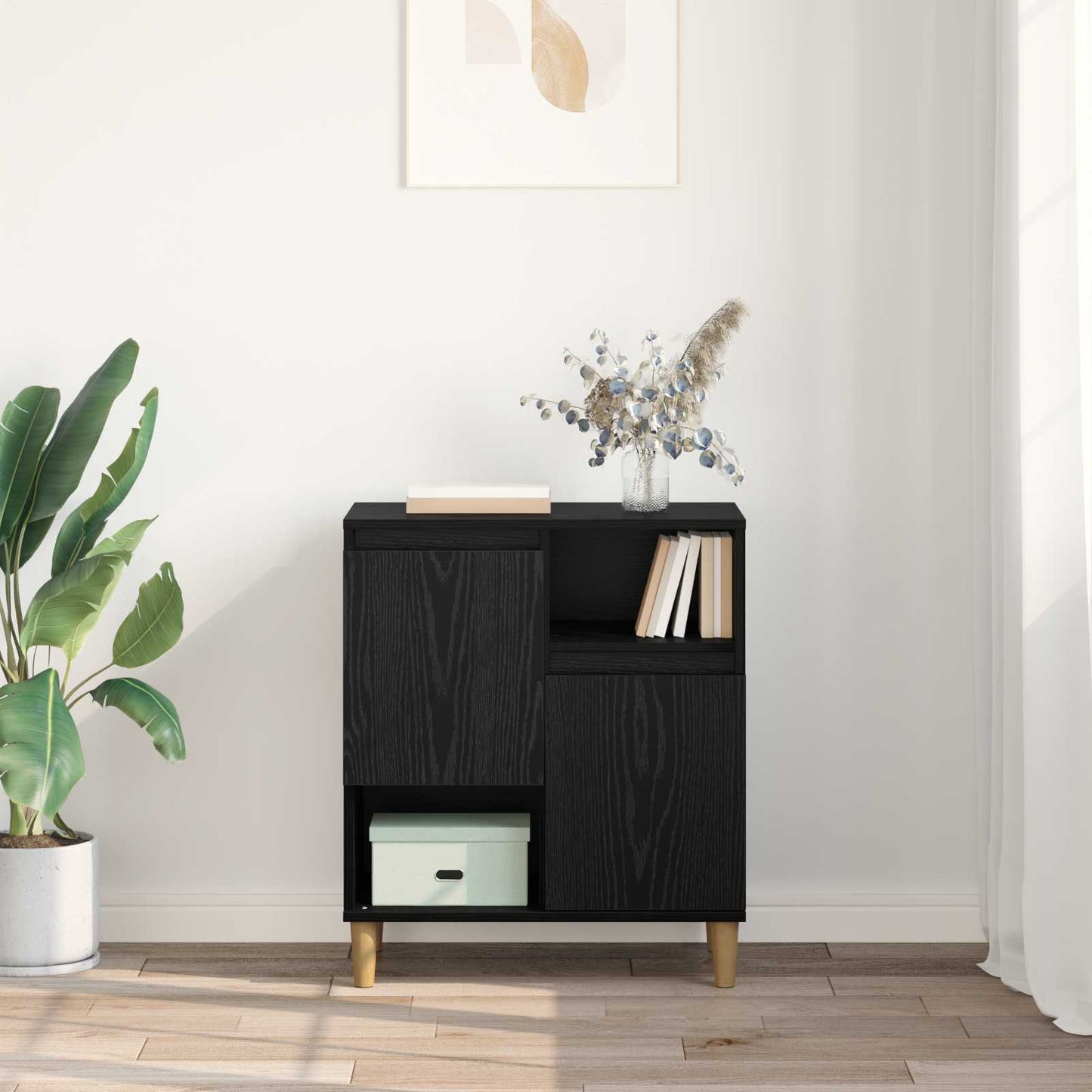 vidaXL Sideboard Black oak 35 x 60 x 70 cm Engineered Wood