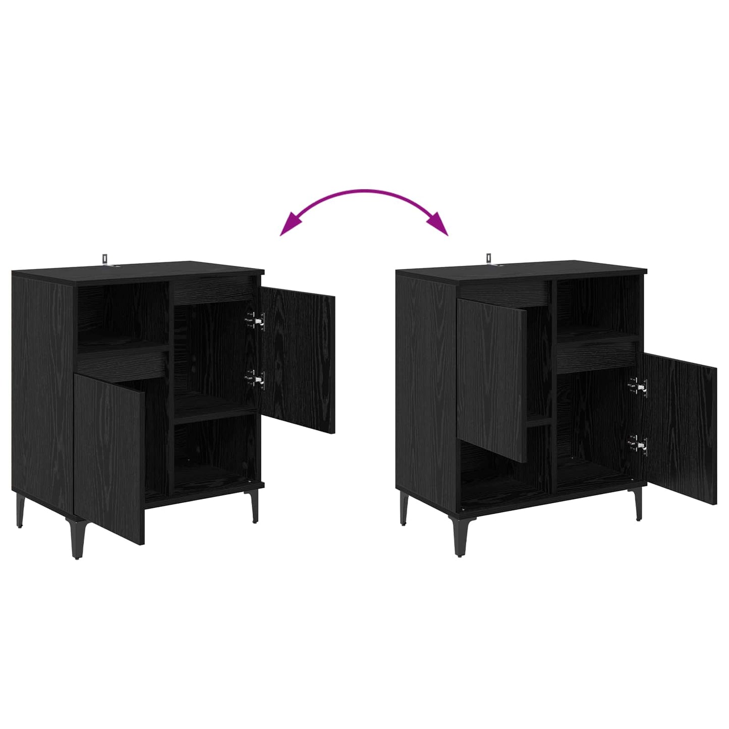 vidaXL Sideboard Black Oak 60 x 35 x 70 cm Engineered Wood