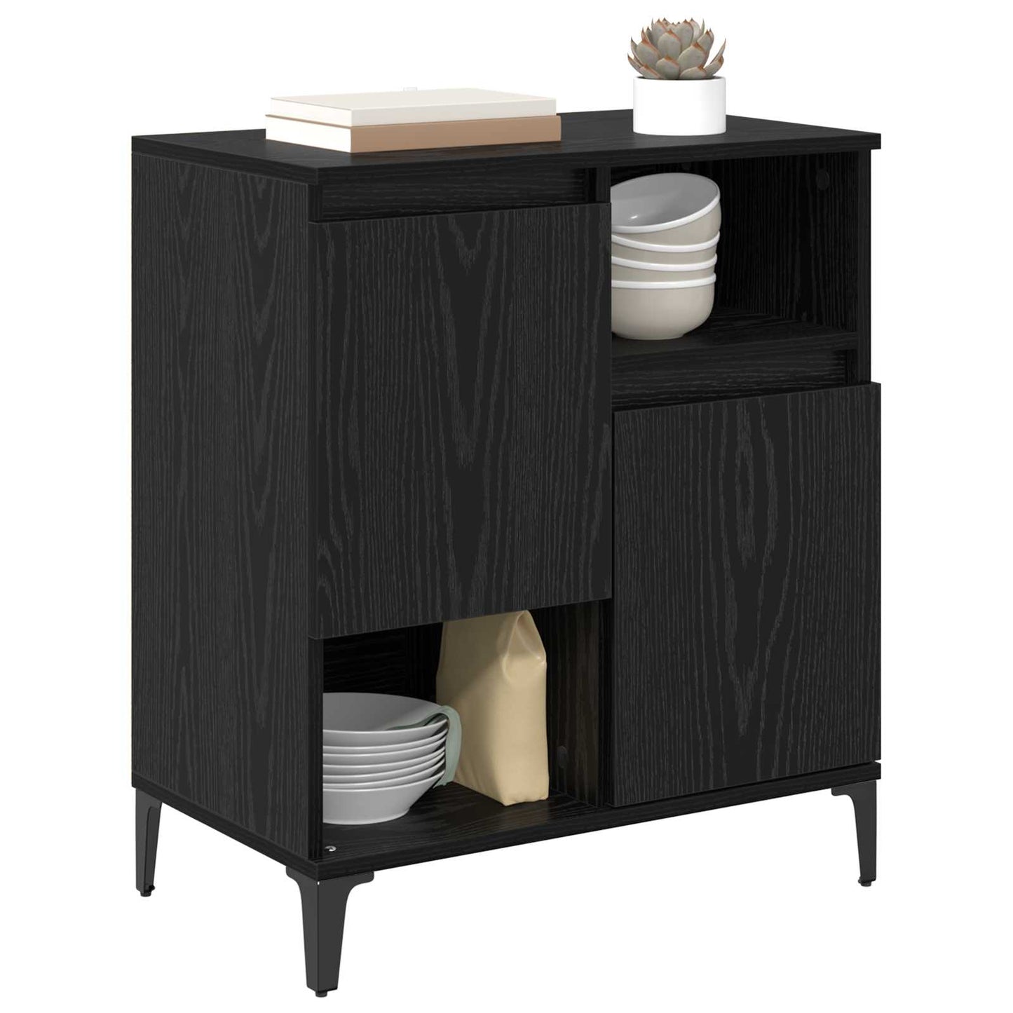 vidaXL Sideboard Black Oak 60 x 35 x 70 cm Engineered Wood