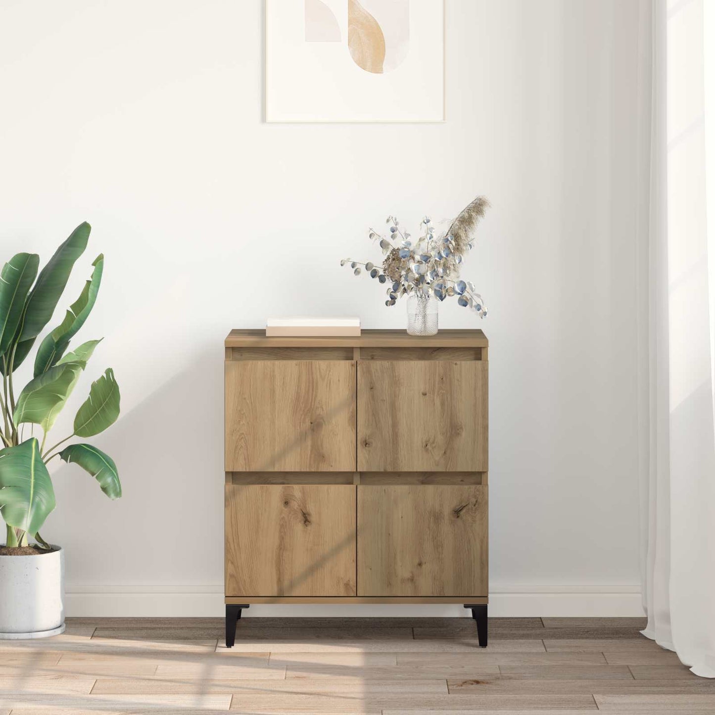 vidaXL Sideboard Artisan Oak 60 x 35 x 70 cm Engineered Wood and Iron