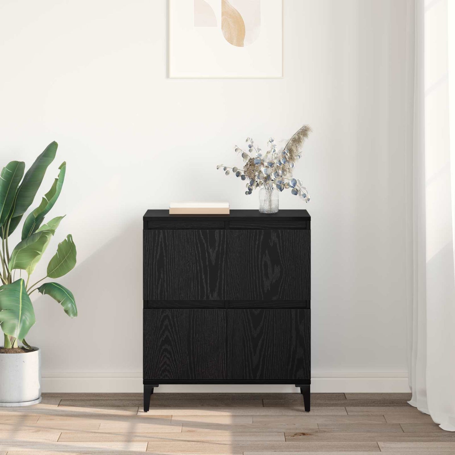 vidaXL Sideboard Black Oak 60 x 35 x 70 cm Engineered Wood and Iron