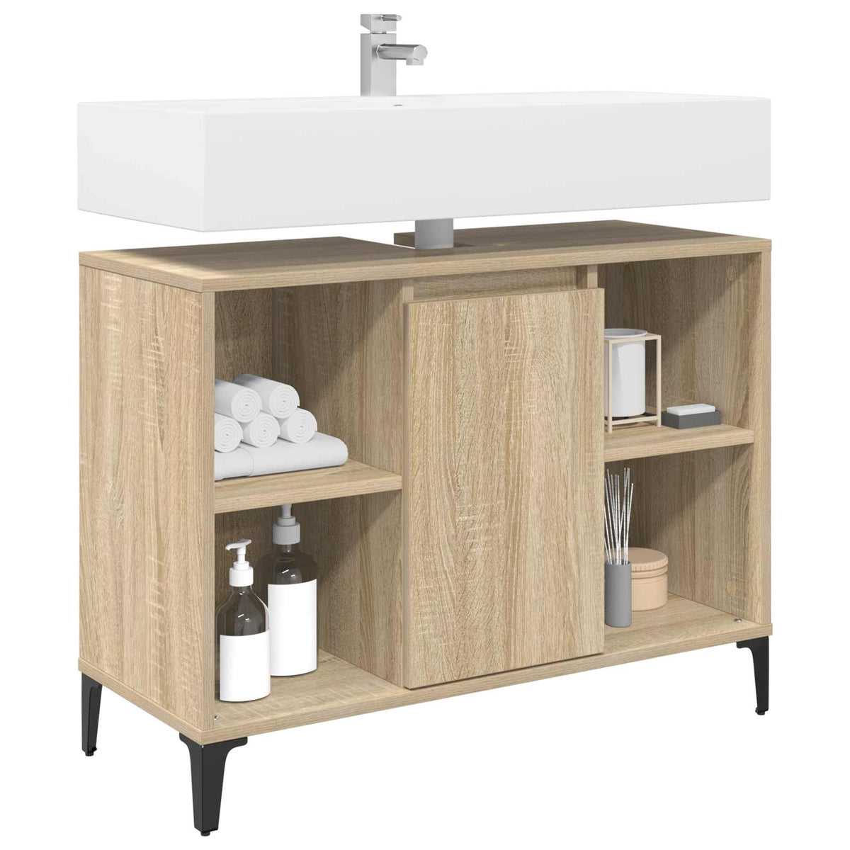 vidaXL Sink cabinet with Shelf with Storage Sonoma Oak 80 x 33 x 60 cm