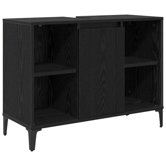 vidaXL Sink cabinet Black Oak 80 x 33 x 60 cm Engineered Wood and Iron