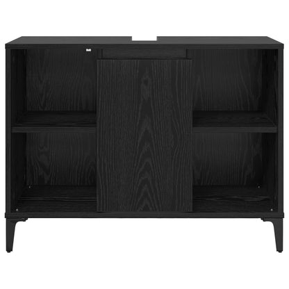 vidaXL Sink cabinet Black Oak 80 x 33 x 60 cm Engineered Wood and Iron