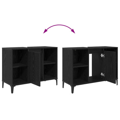 vidaXL Sink cabinet Black Oak 80 x 33 x 60 cm Engineered Wood and Iron
