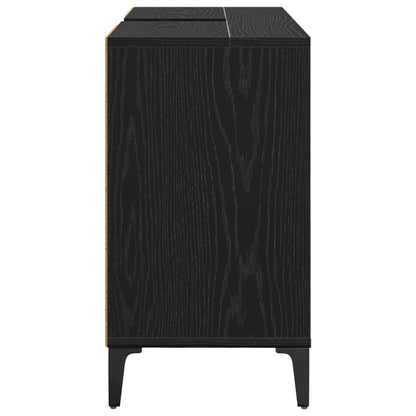 vidaXL Sink cabinet Black Oak 80 x 33 x 60 cm Engineered Wood and Iron