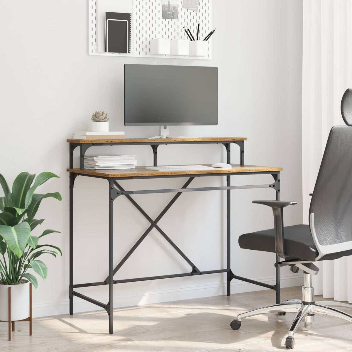 vidaXL Desk Old Wood 100 x 50 x 90 cm Engineered Wood