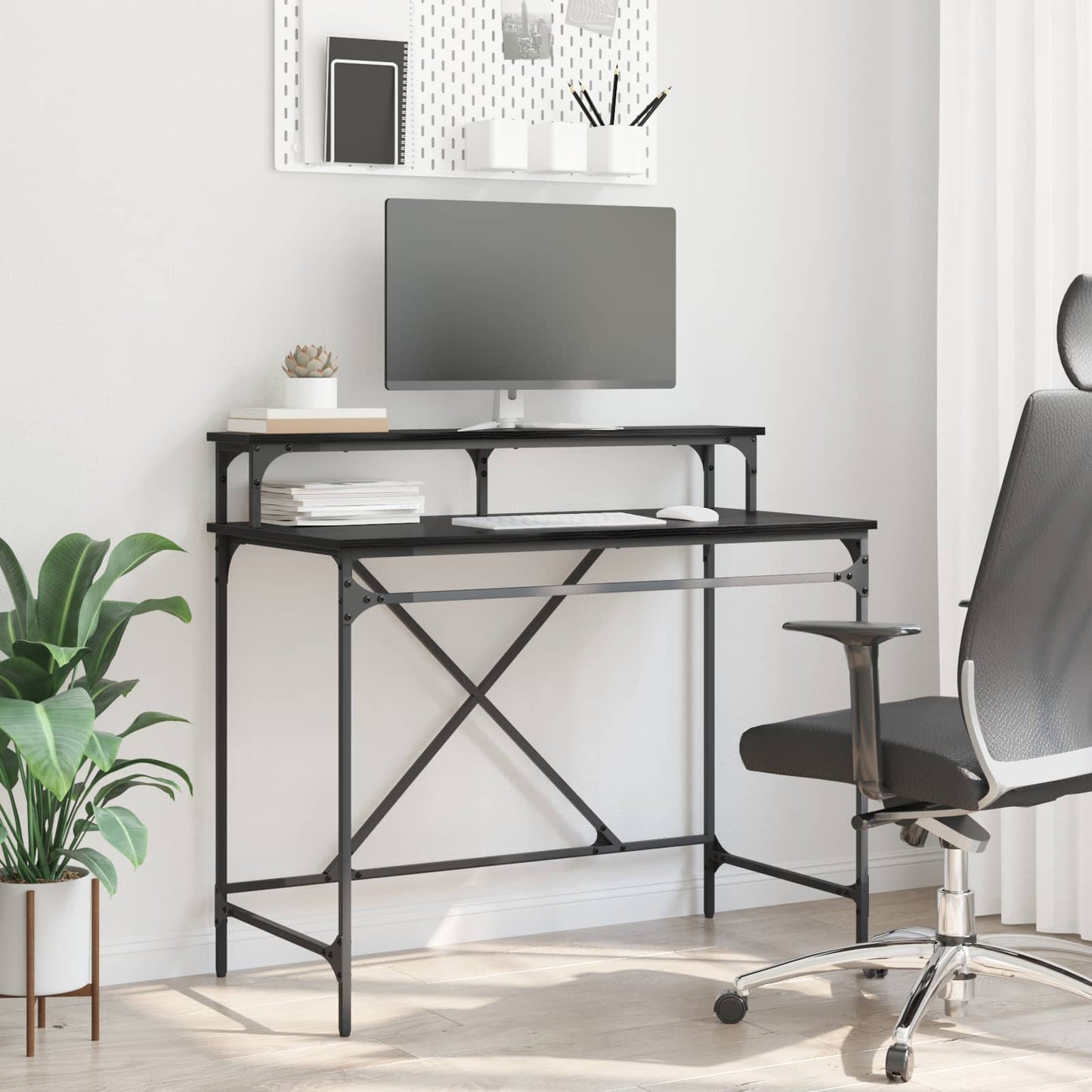 vidaXL Desk Black Oak 100 x 50 x 90 cm Engineered Wood