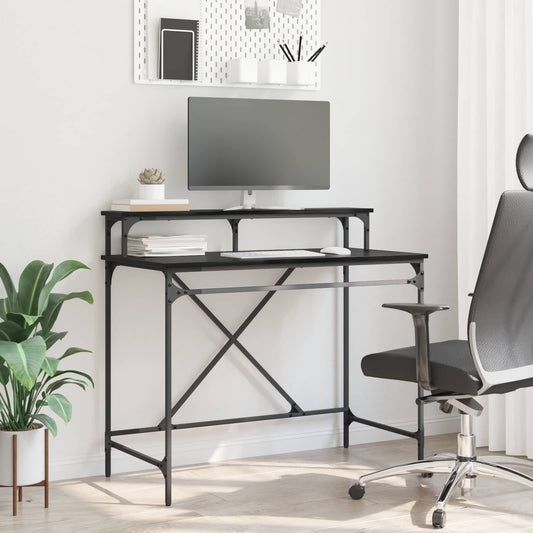 vidaXL Desk Black Oak 100 x 50 x 90 cm Engineered Wood