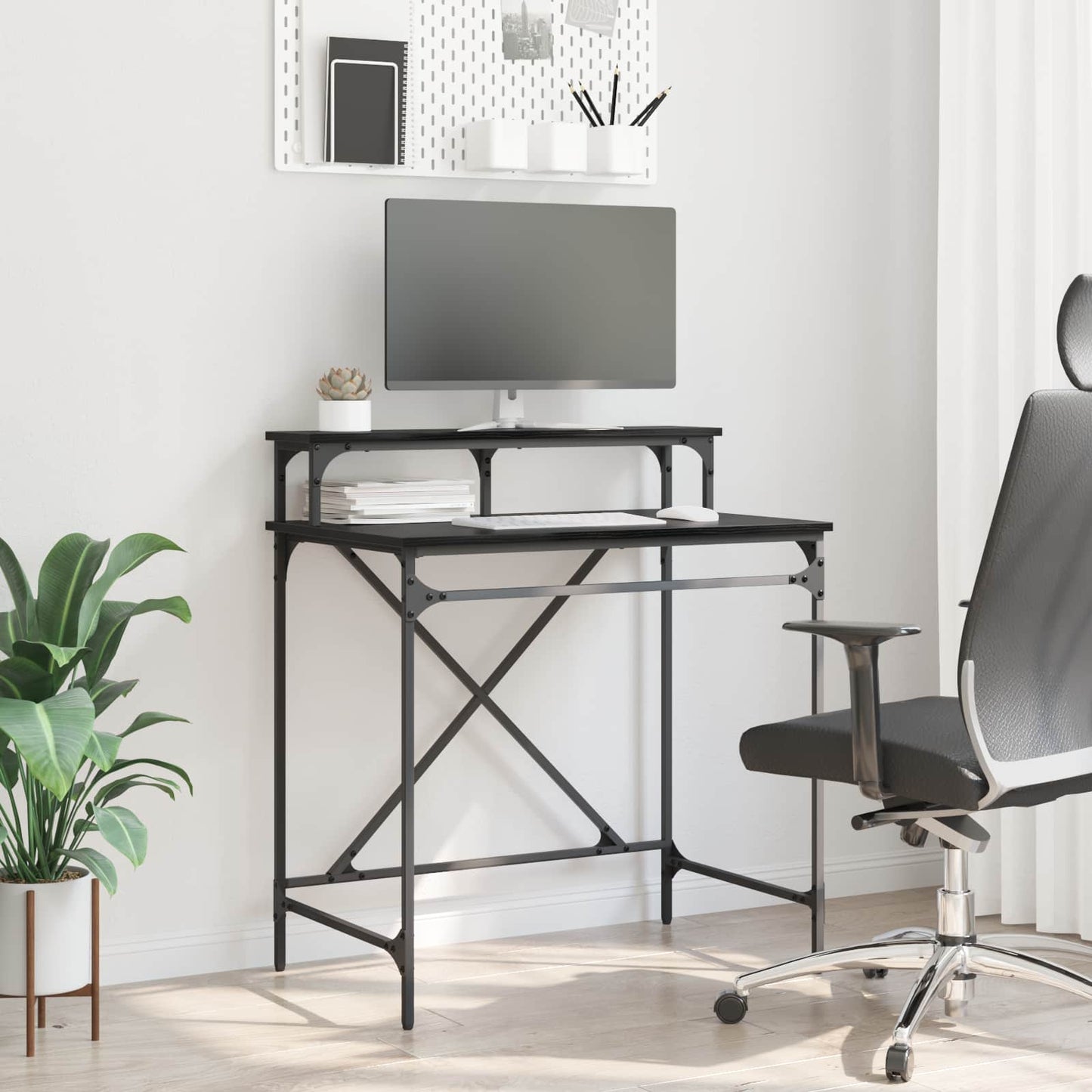 vidaXL Desk Black Oak 80 x 50 x 90 cm Engineered Wood