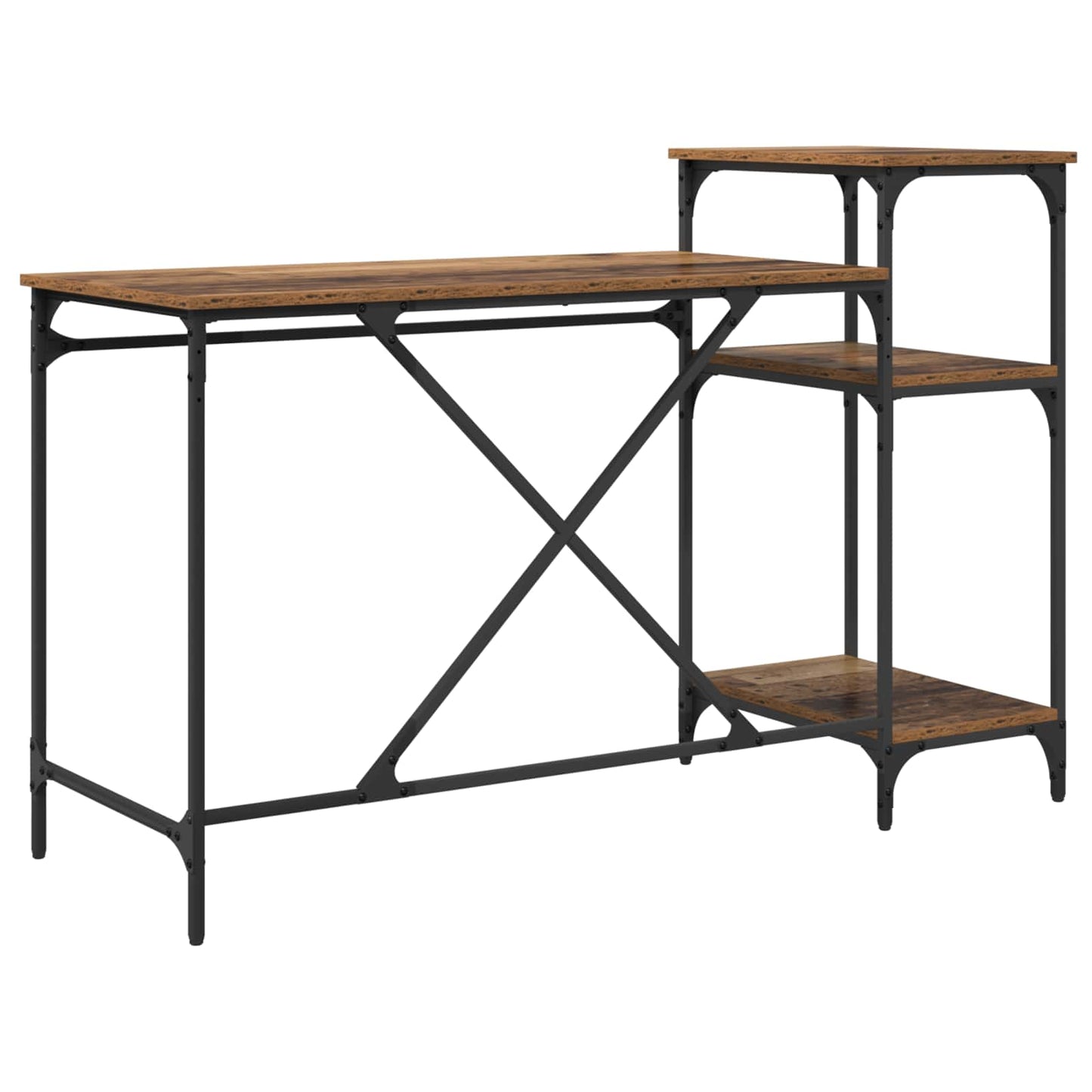 vidaXL Desk Old Wood 135 x 50 x 90 cm Engineered Wood