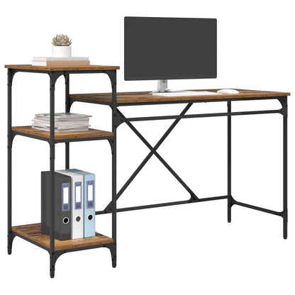 vidaXL Desk Old Wood 135 x 50 x 90 cm Engineered Wood