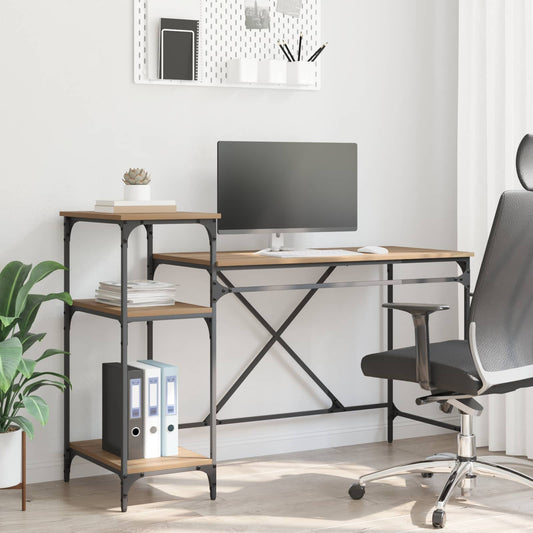 vidaXL Desk Artisan Oak Engineered Wood 135 x 50 x 90 cm