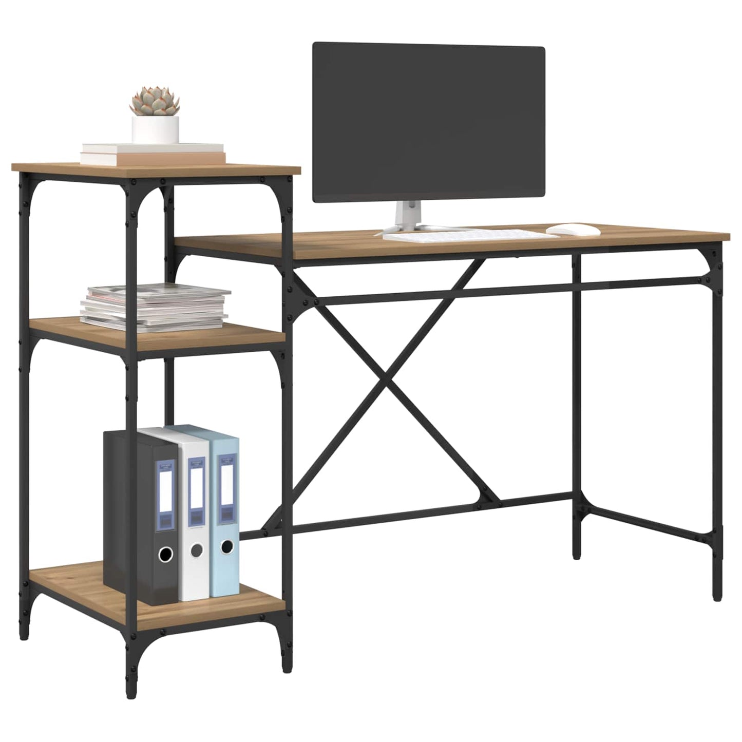 vidaXL Desk Artisan Oak 135 x 50 x 90 cm Engineered Wood