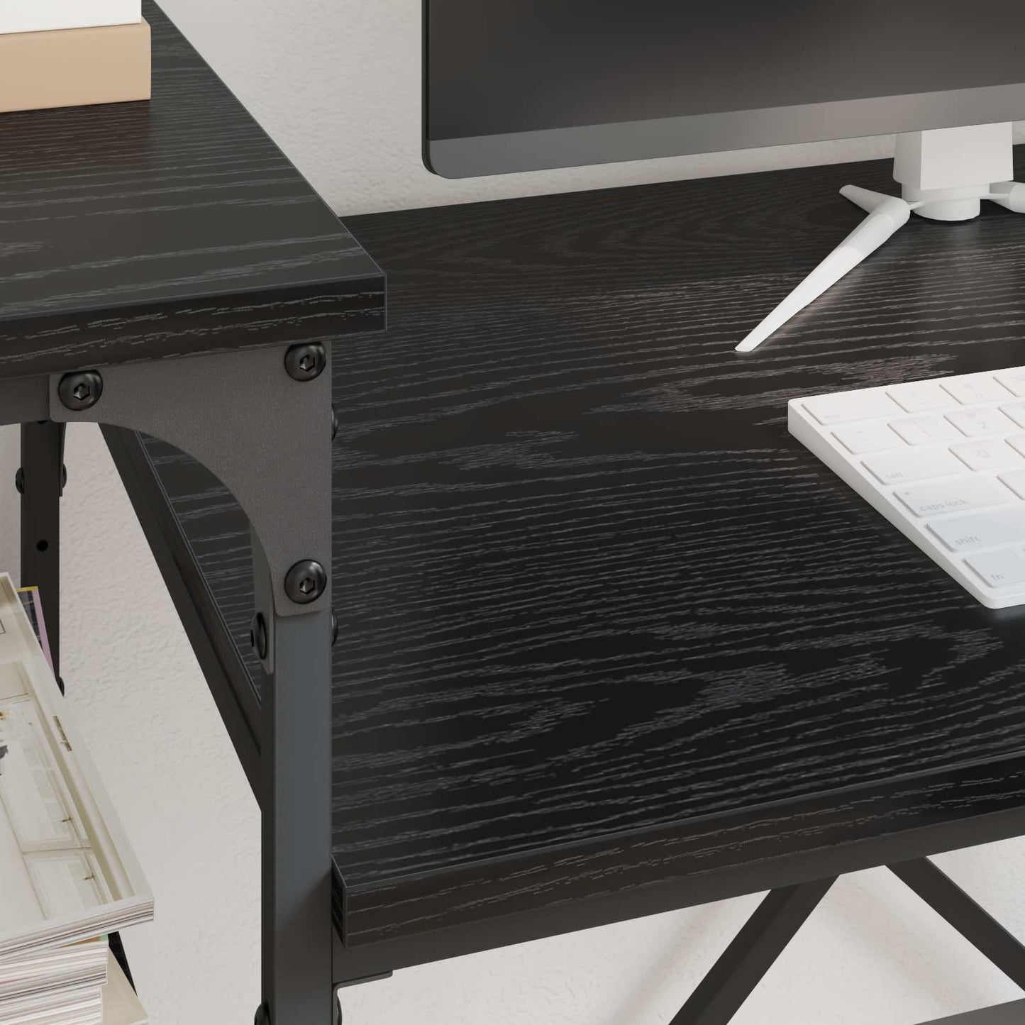 vidaXL Desk Black Oak Engineered Wood 135 x 50 x 90 cm