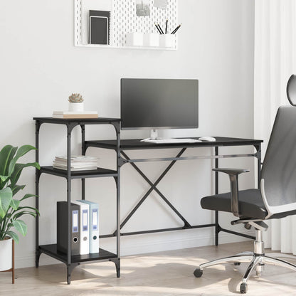 vidaXL Desk Black Oak Engineered Wood 135 x 50 x 90 cm