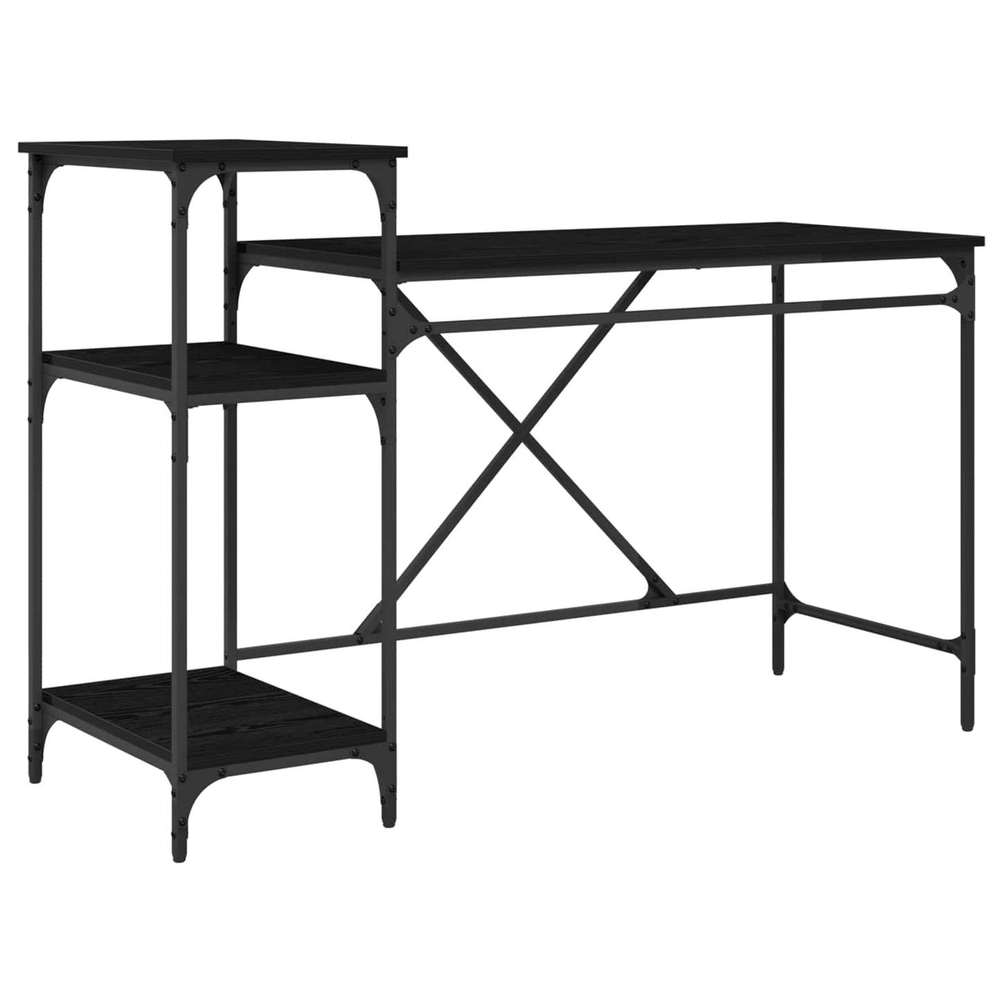 vidaXL Desk Black Oak Engineered Wood 135 x 50 x 90 cm