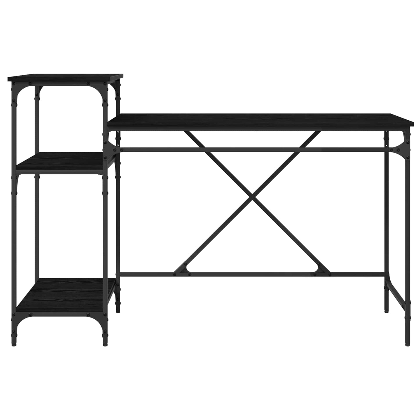 vidaXL Desk Black Oak Engineered Wood 135 x 50 x 90 cm