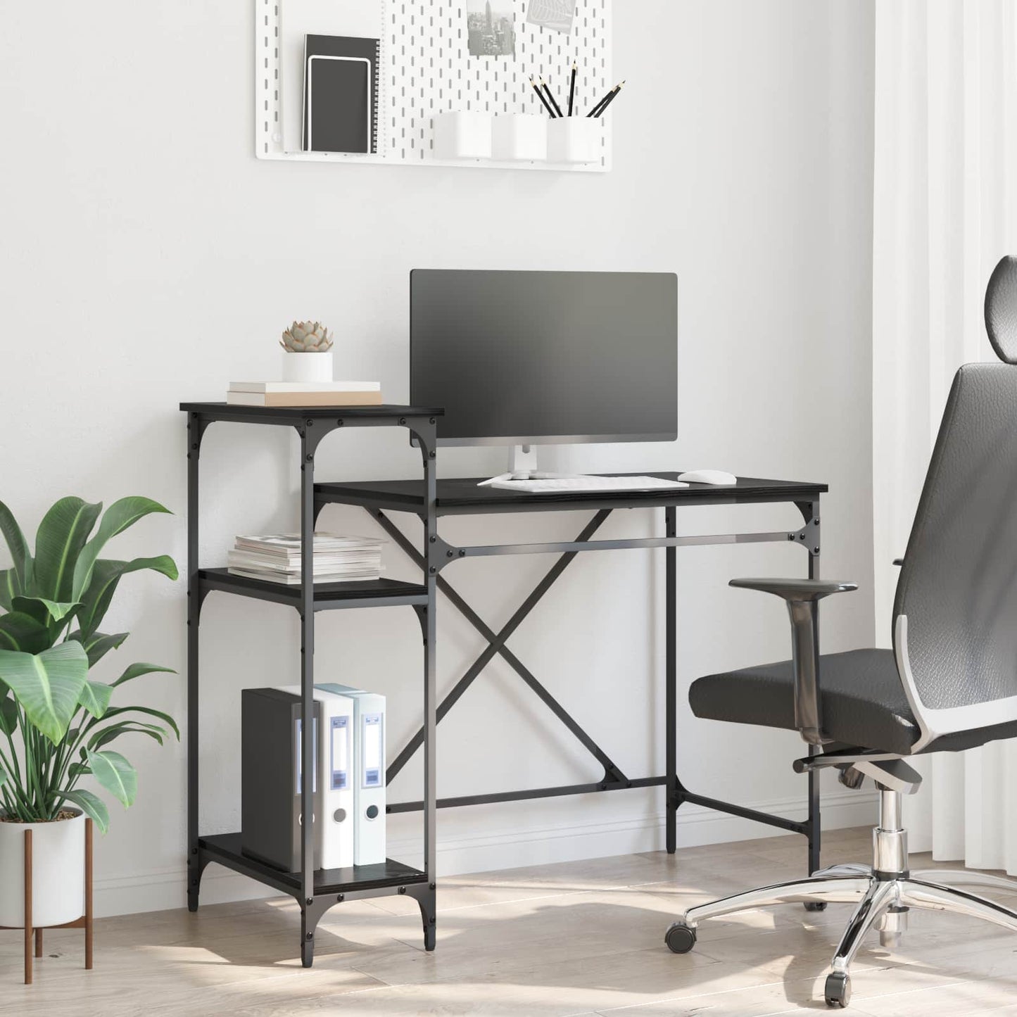 vidaXL Desk Black Oak 105 x 50 x 90 cm Engineered Wood