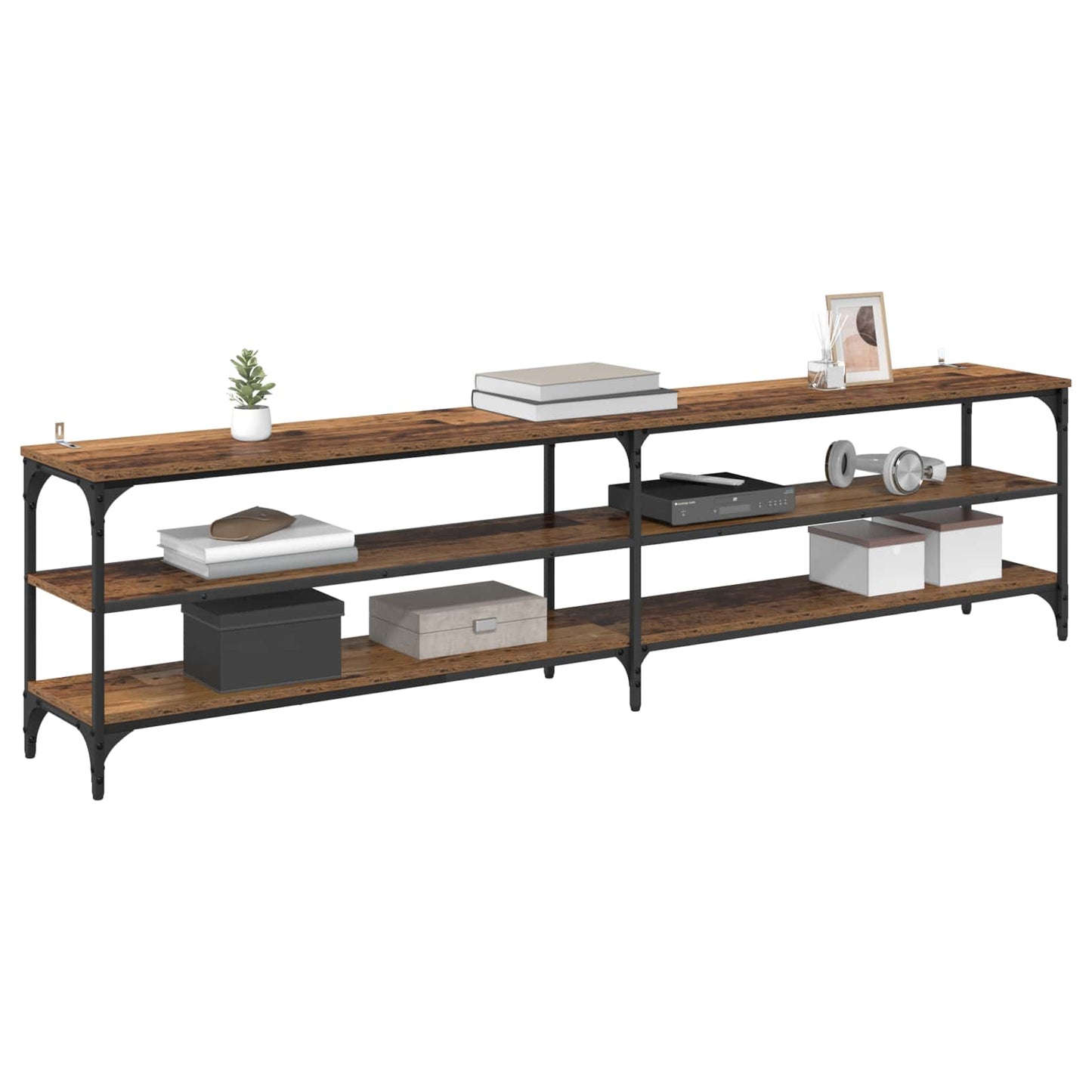 vidaXL TV Cabinet Old Wood 200 x 30 x 50 cm Engineered Wood and Iron