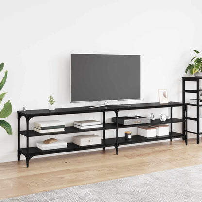 vidaXL TV Cabinet Black Oak 200 x 30 x 50 cm Engineered Wood and Iron