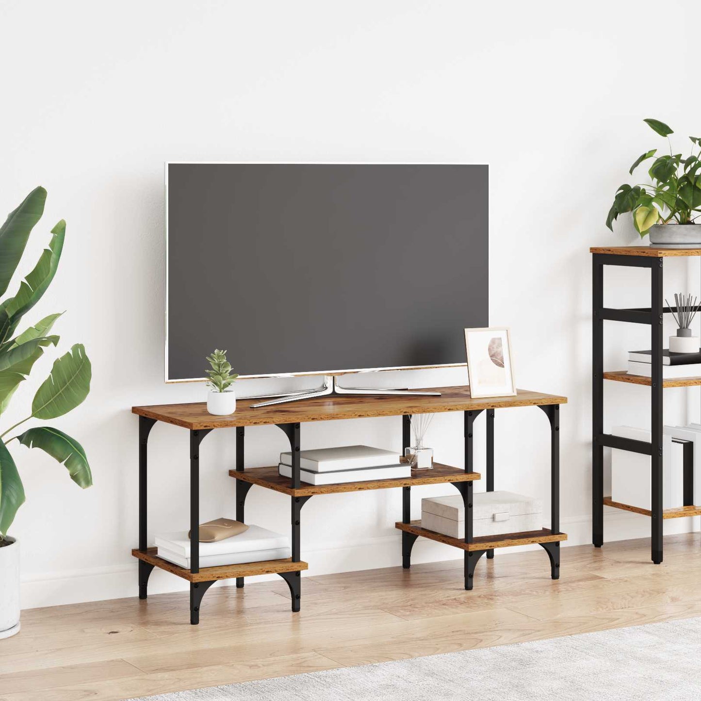 vidaXL TV Cabinet Old Wood 102 x 35 x 45.5 cm Engineered Wood and Iron