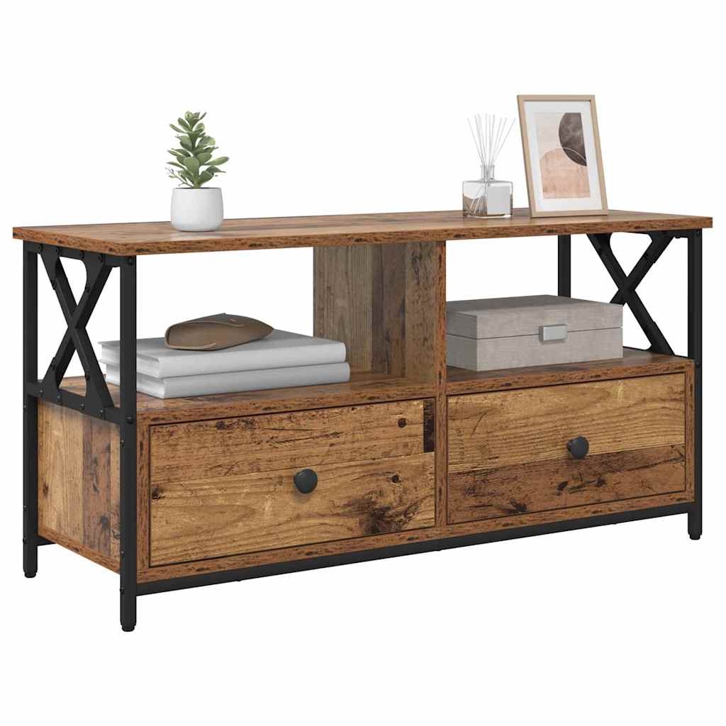 vidaXL TV Cabinet Old Wood 90 x 33 x 45 cm Engineered Wood and Steel