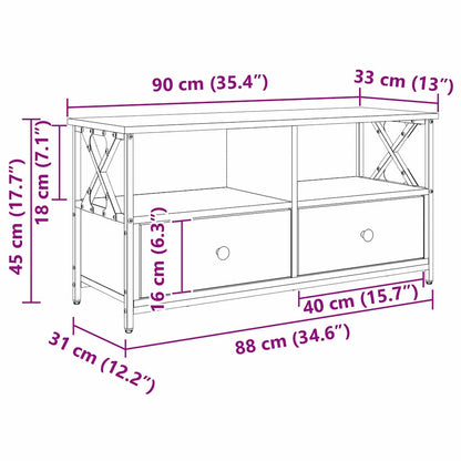vidaXL TV Cabinet Old Wood 90 x 33 x 45 cm Engineered Wood and Steel