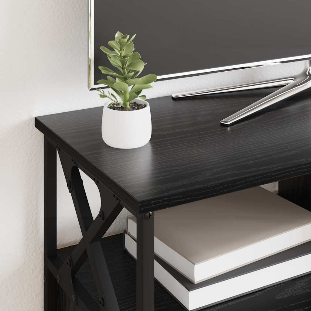 vidaXL TV Cabinet Black Oak 90 x 33 x 45 cm Engineered Wood and Steel
