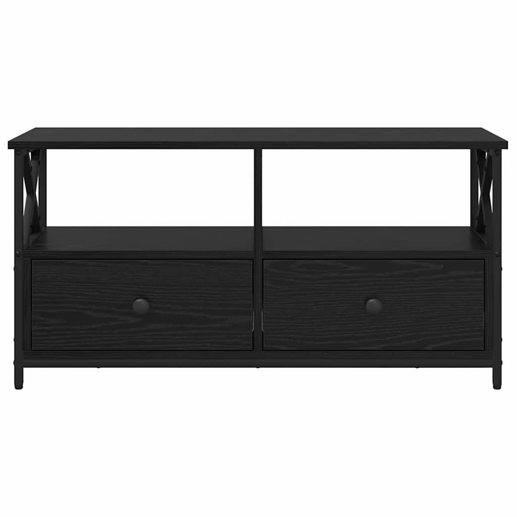 vidaXL TV Cabinet Black Oak 90 x 33 x 45 cm Engineered Wood and Steel