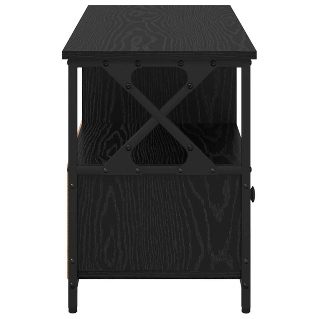 vidaXL TV Cabinet Black Oak 90 x 33 x 45 cm Engineered Wood and Steel