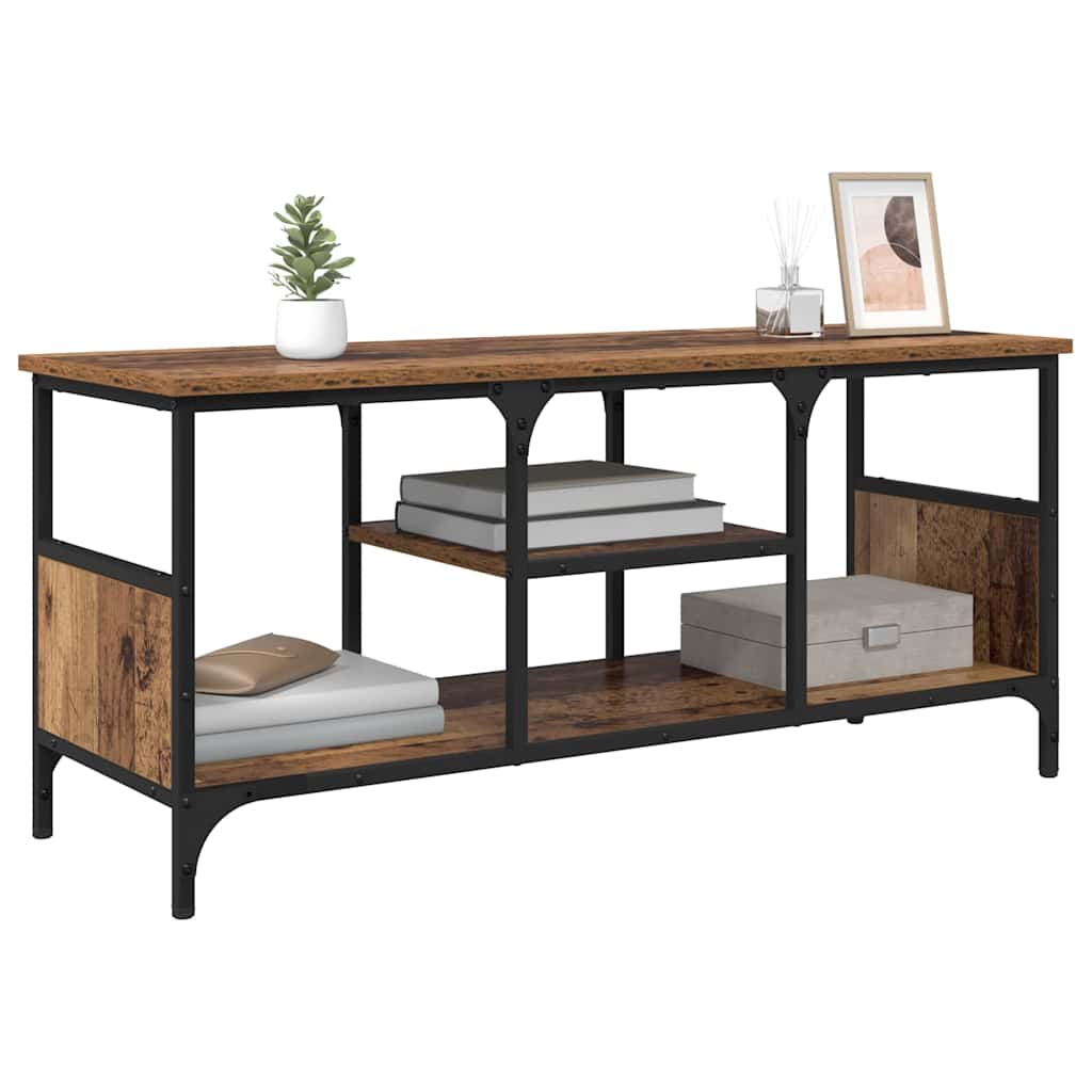 vidaXL TV Cabinet Old Wood 100 x 35 x 45 cm Engineered Wood and Iron
