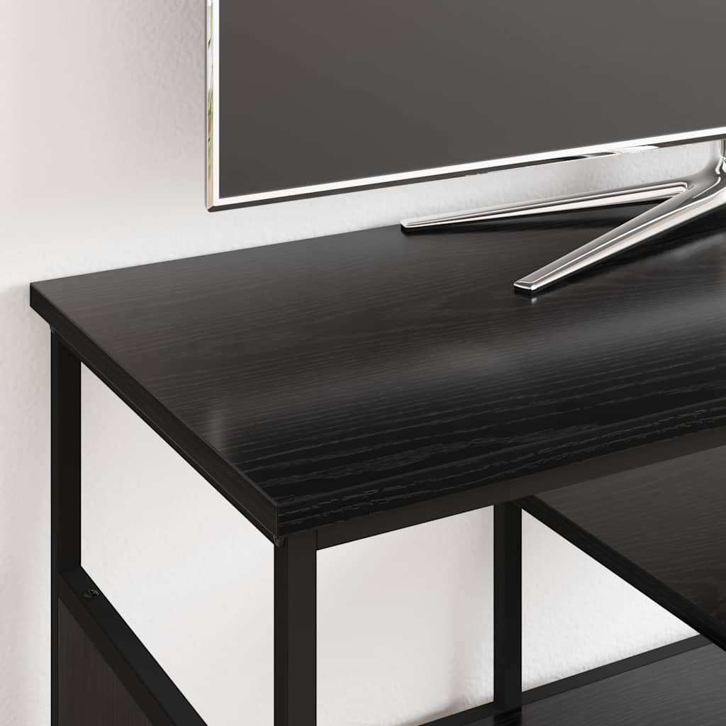 vidaXL TV Cabinet Black Oak 100 x 35 x 45 cm Engineered Wood and Iron