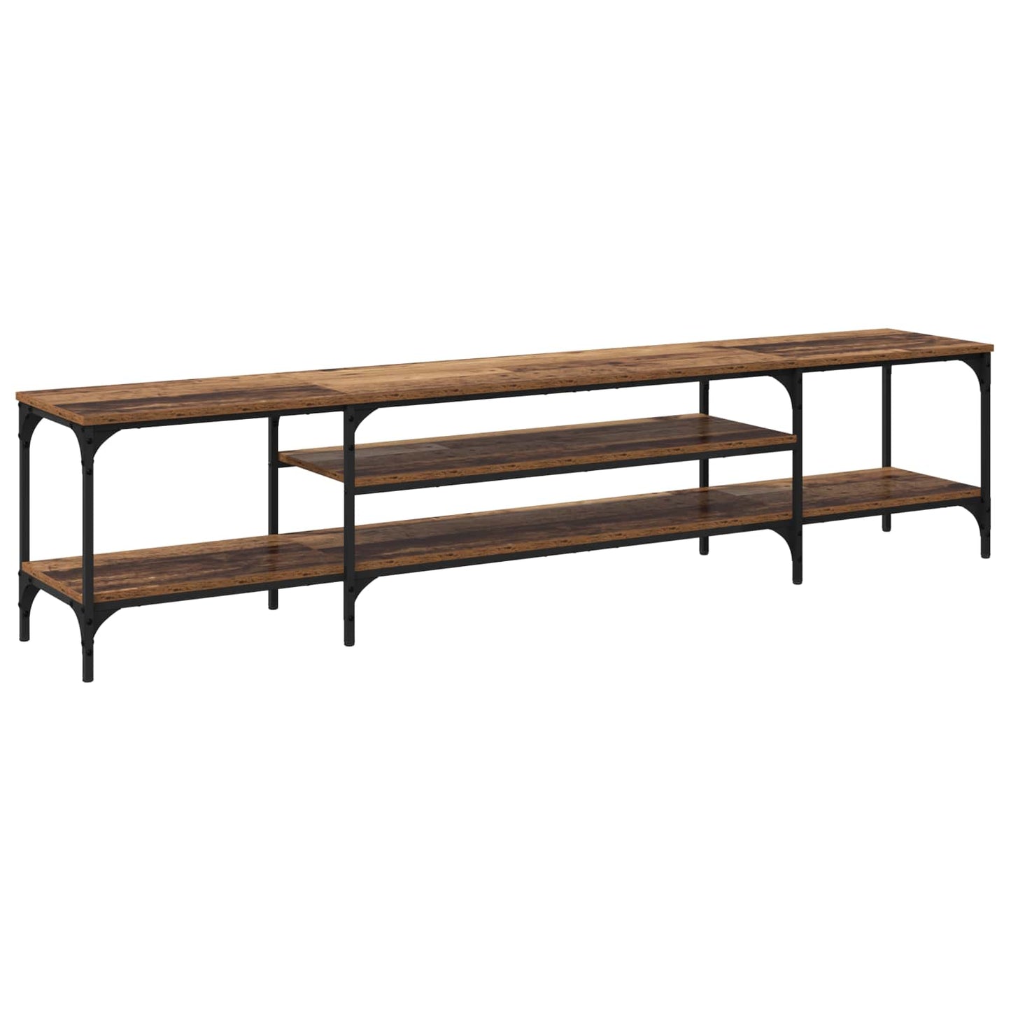 vidaXL TV Cabinet Old Wood 201 x 35 x 45 cm Engineered Wood and Iron