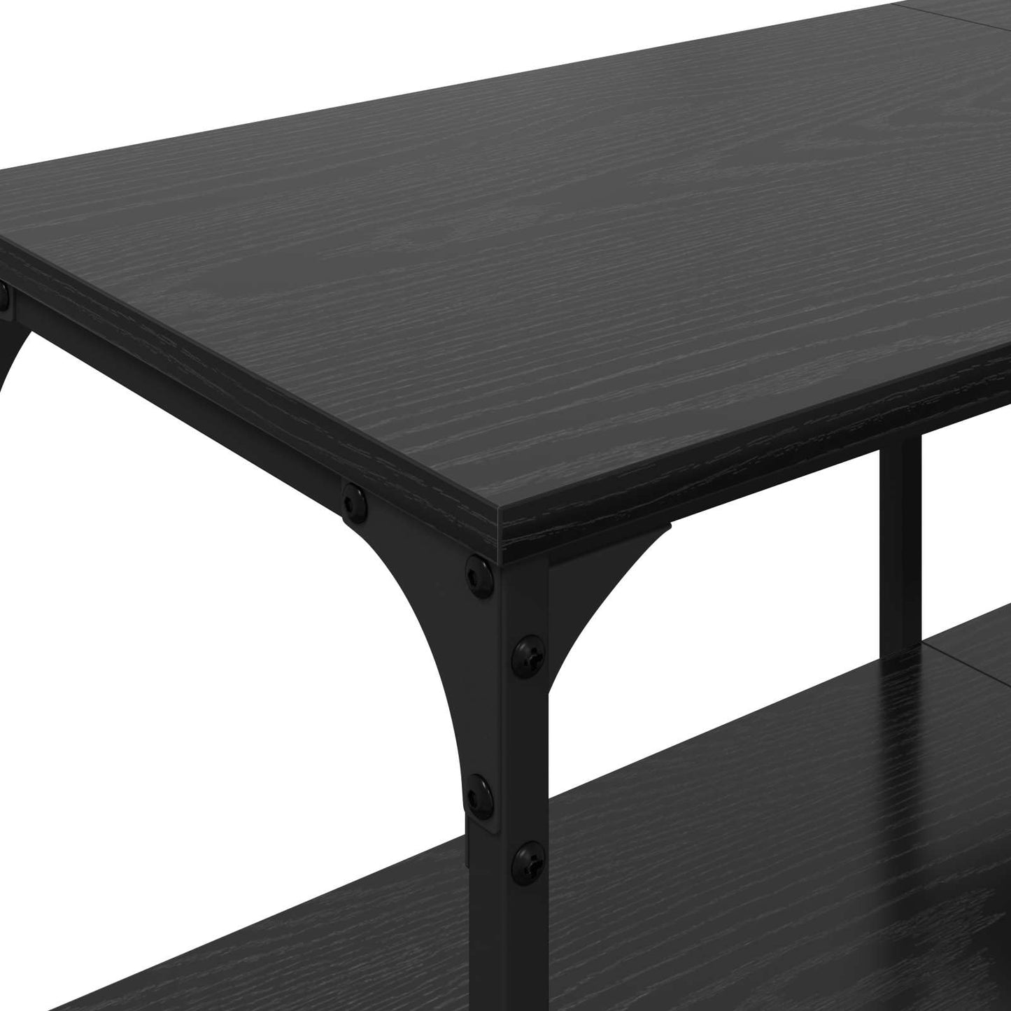 vidaXL TV Cabinet Black Oak 201 x 35 x 45 cm Engineered Wood and Iron