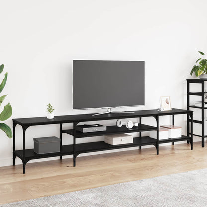 vidaXL TV Cabinet Black Oak 201 x 35 x 45 cm Engineered Wood and Iron