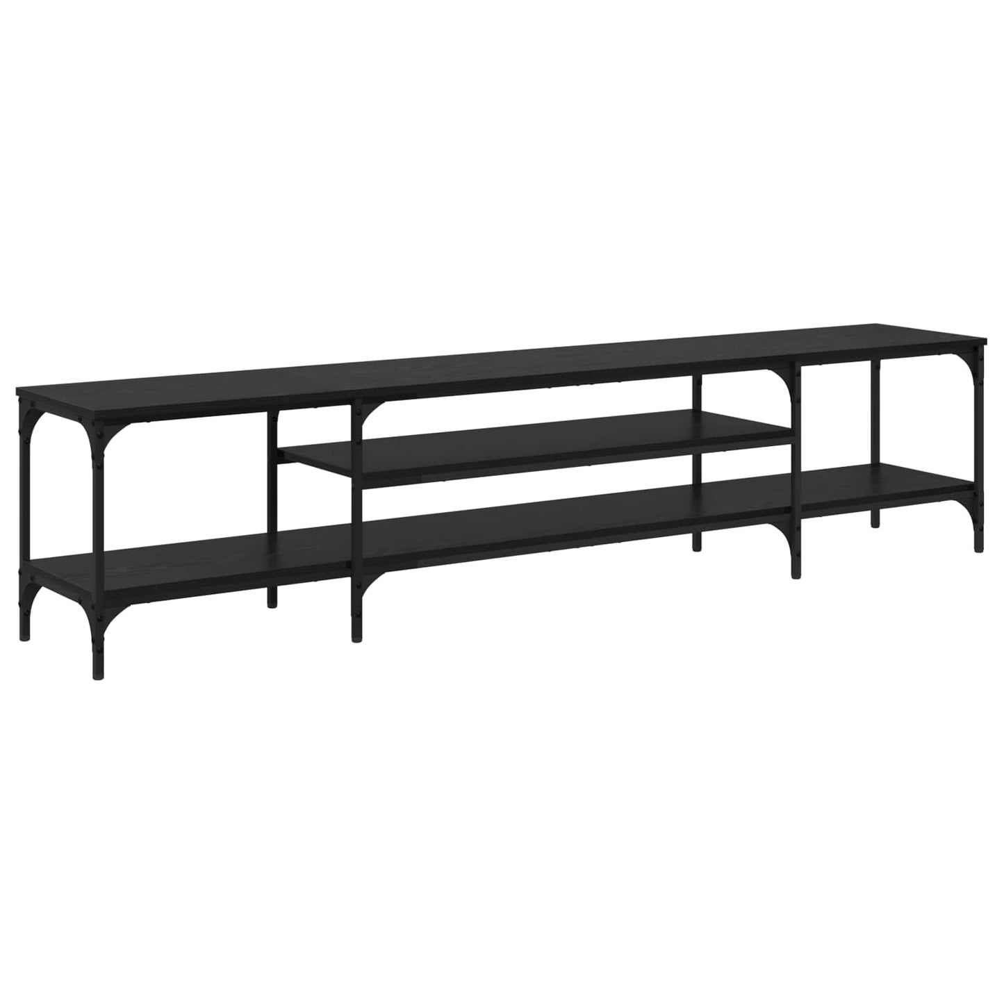 vidaXL TV Cabinet Black Oak 201 x 35 x 45 cm Engineered Wood and Iron