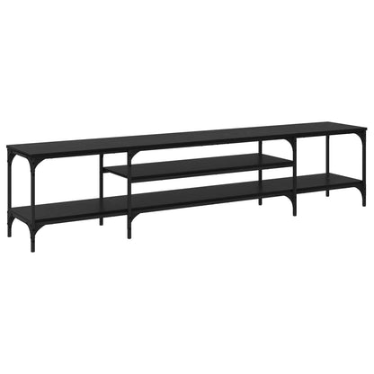 vidaXL TV Cabinet Black Oak 201 x 35 x 45 cm Engineered Wood and Iron