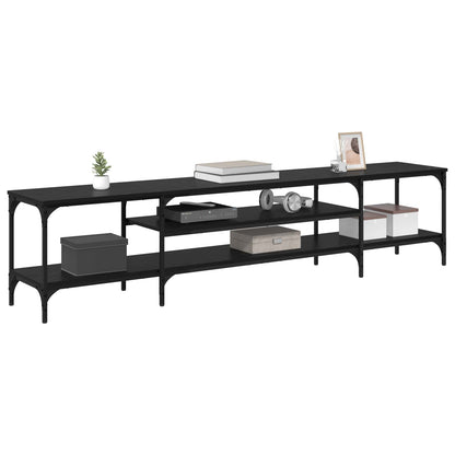 vidaXL TV Cabinet Black Oak 201 x 35 x 45 cm Engineered Wood and Iron