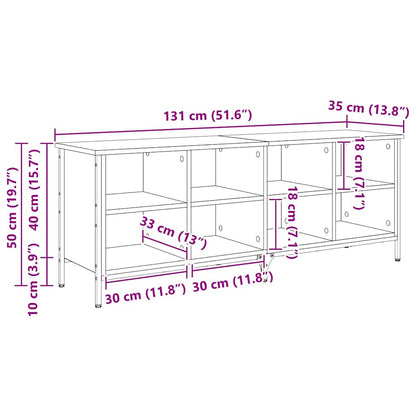 vidaXL Shoe Cabinet Old Wood 131 x 35 x 50 cm Engineered Wood and Iron