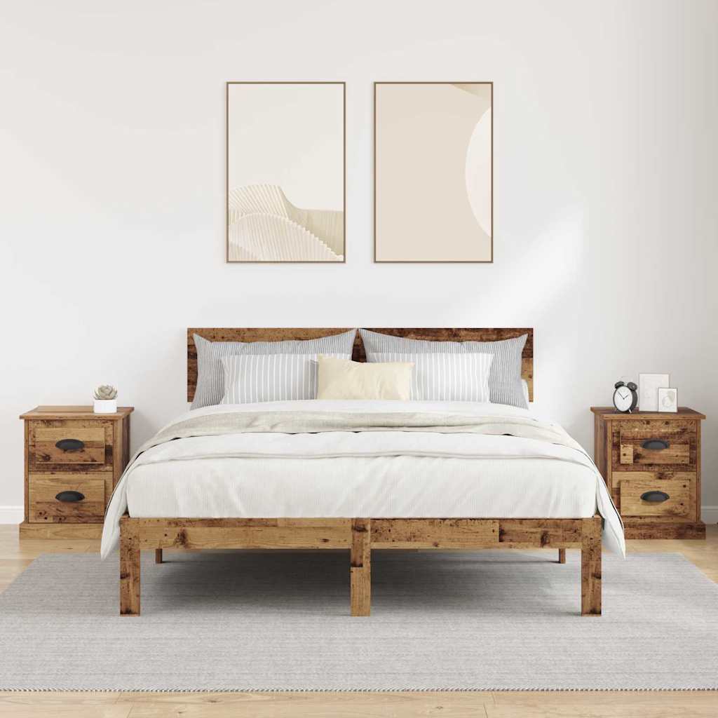 vidaXL Bedside Cabinet 2 pcs Old Wood 39 x 39 x 47.5 cm