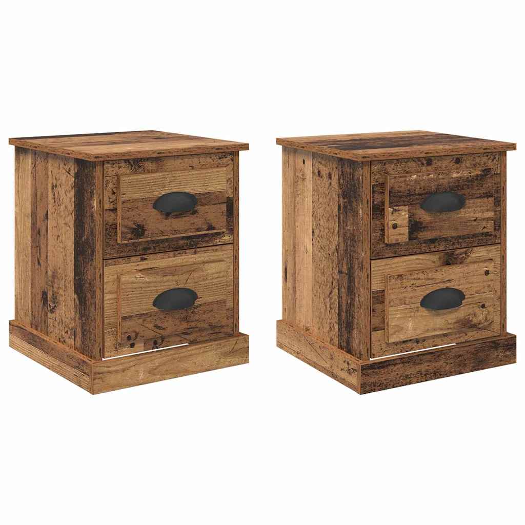 vidaXL Bedside Cabinet 2 pcs Old Wood 39 x 39 x 47.5 cm
